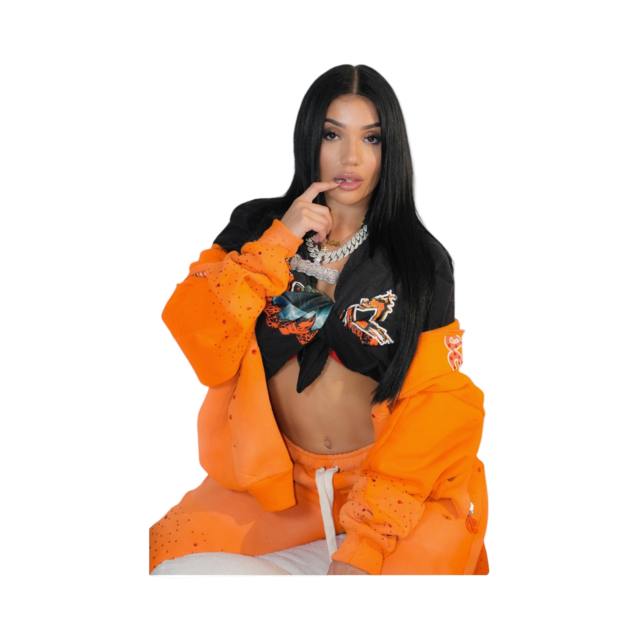 Blue Rhinestone Hoodie Set