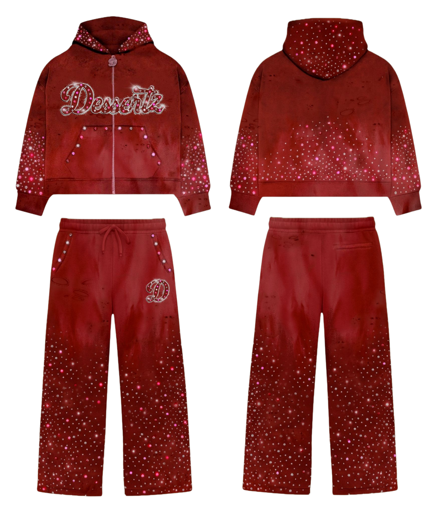 RED RHINESTONE SET